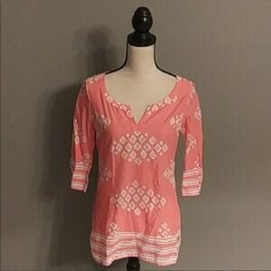 OLD NAVY Cotton Printed Pink & White Tunic Coverup Top Women’s Size S